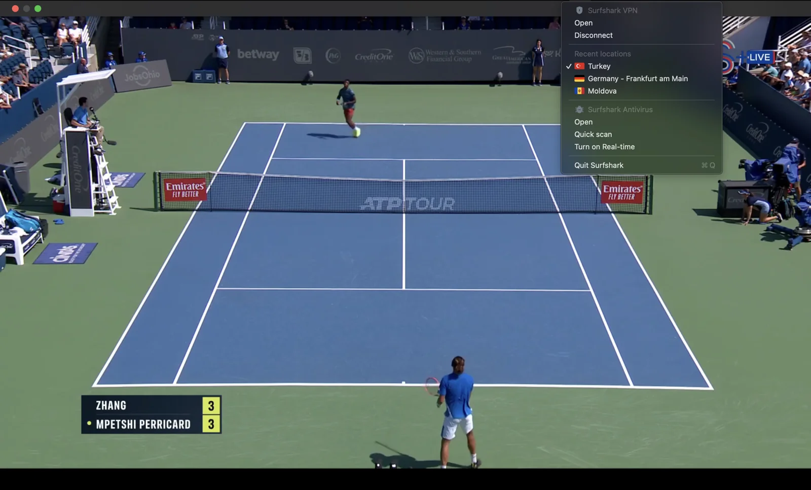 Surfshark Türkiye sunucularına bağlanarak S Sport Plus'ı yurt dışından canlı olarak izleyebilirsin.