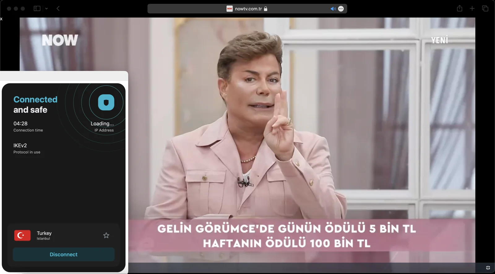 Surfshark'ın Türkiye sunucularına bağlanarak NOW TV canlı yayınını dünyanın her yerinden izleyebilirsin.