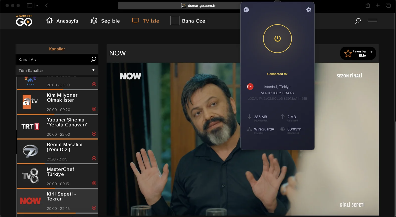 CyberGhost, D-Smart Go'yu yurt dışından izlemek için önereceğim üçüncü alternatif.