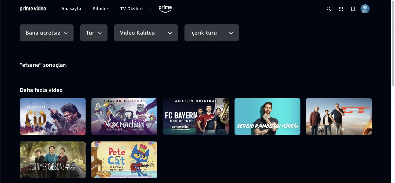 Eğer Almanya'daysanız, Efsane filmi Prime Video'nun Almanya kataloğunda izlenemiyor.