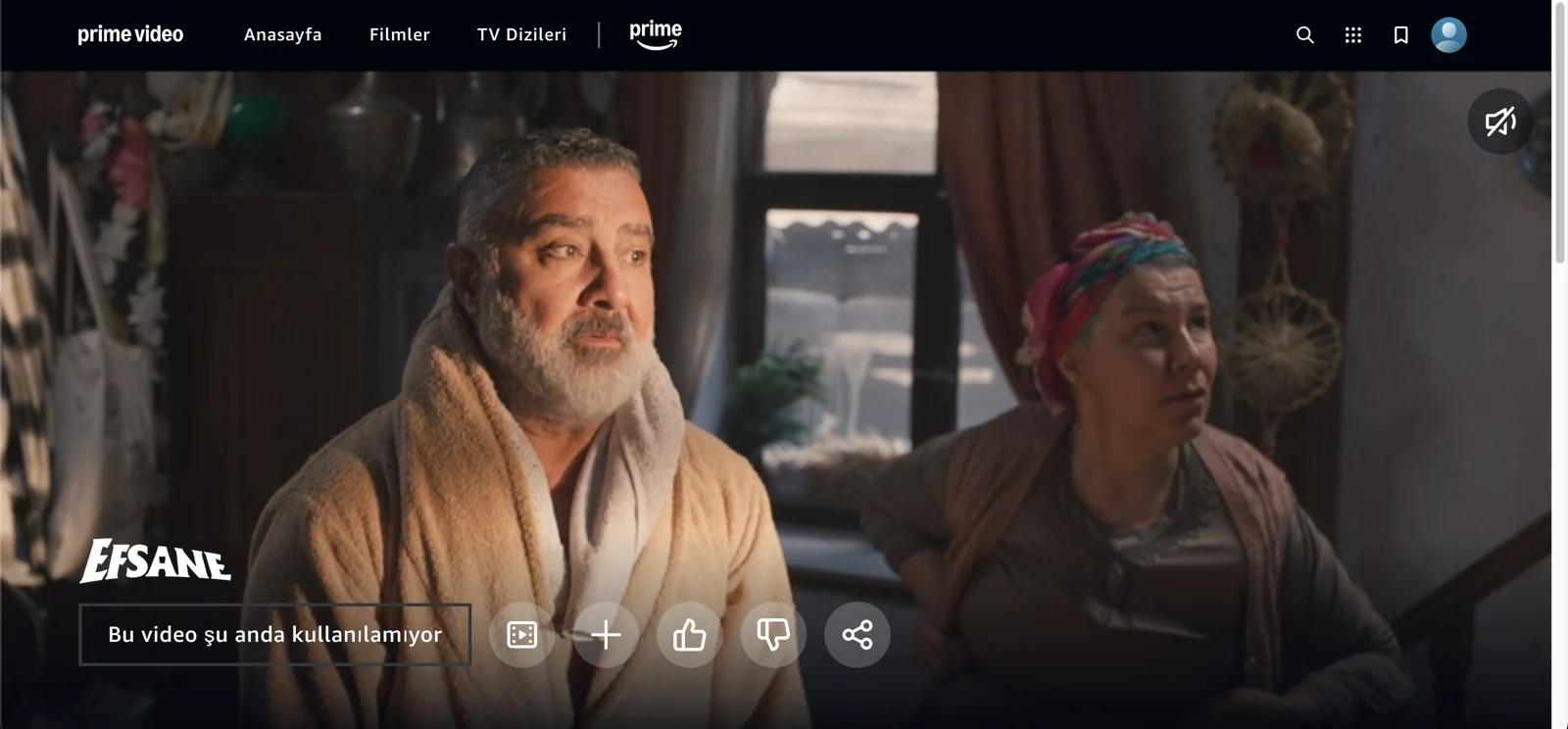 Coğrafi kısıtlamaya tabi bir içeriği izlemeye çalıştığınızda Prime Video sizi videonun kullanılamadığına dair uyarır.