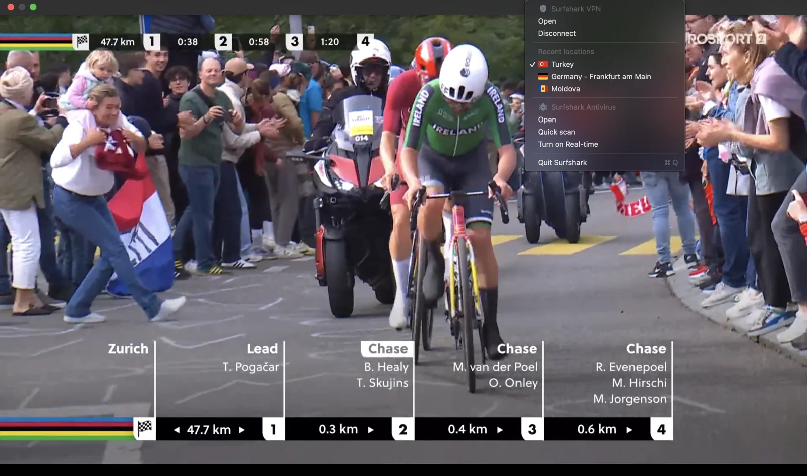 VPN ile Türkiye IP'sine bağlandıktan sonra Eurosport ile anlaşmalı Türkiye platformları üzerinden Eurosport1 ve Eurosport2'yi yurt dışından izleyebilirsin.