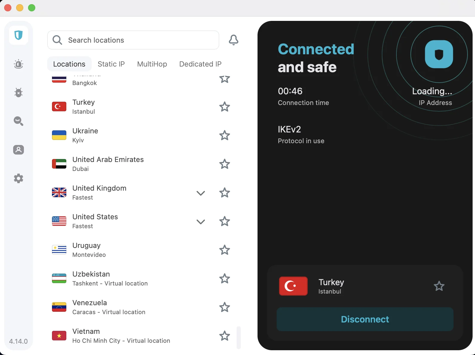 Surfshark Turkiye sunucusuna bağlanarak gerçek IP adresini bir Türkiye IP'si ile değiştir.