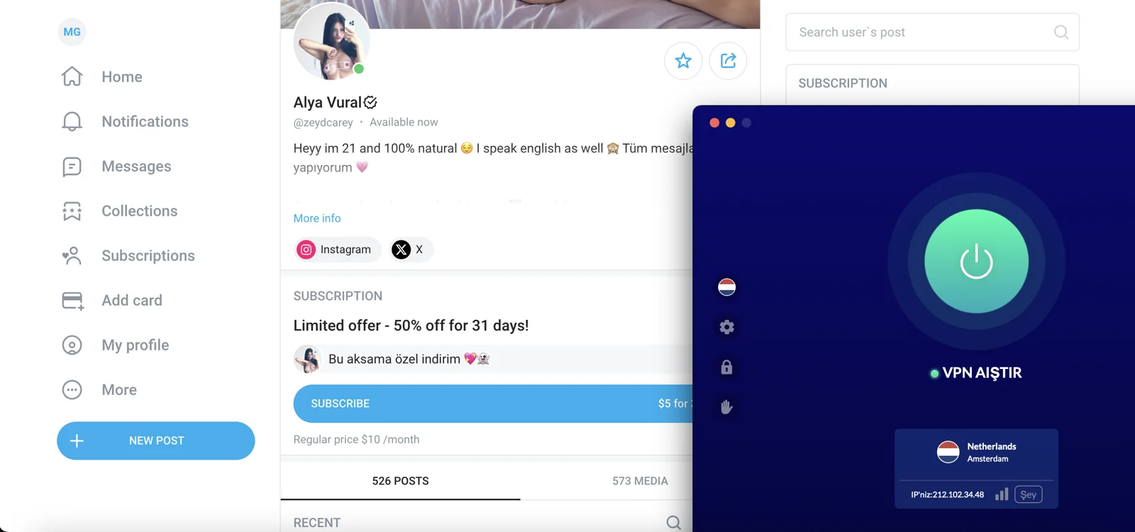 Türkiye'den OnlyFans'a erişim için kullanabileceğin VPN hizmetlerinden biri VeePN.